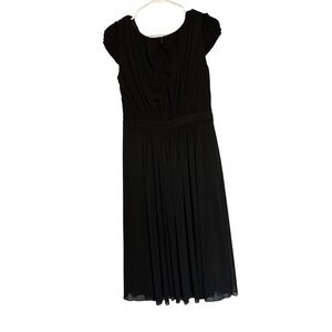Evan-Picone Womens Black Pleated Cap Sleeve Cocktail Dress Sz 6 Chiffon Overlay